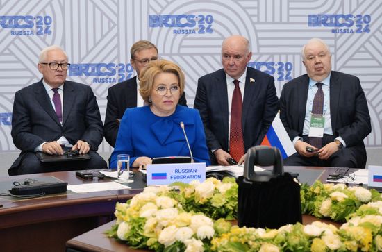 The BRICS Parliamentary Forum. Meeting, Parliamentary Changes in BRICS: Prospects of Strengthening Interparliamentary Cooperation. Federation Council Speaker Valentina Matvienko. Location: Russia, St. Petersburg. Author: Alexei Danichev. 10th BRICS Parliamentary Forum