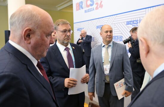 The BRICS Parliamentary Forum. Meeting, Parliamentary Changes in BRICS: Prospects of Strengthening Interparliamentary Cooperation. Grigory Karasin, Chairman of the Federation Council Committee on International Affairs, and Konstantin Kosachev, Deputy Speaker of the Federation Council. Location: Russia, St. Petersburg. Author: Alexei Danichev. 10th BRICS Parliamentary Forum