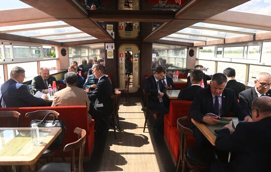 The Meeting of the Heads of BRICS Emergency Agencies. A tour of the fire and rescue equipment exhibition. Second left: Minister for Civil Defence, Emergencies and Natural Disaster Relief of the Russian Federation Alexander Kurenkov. Location: Russia, Republic of Tatarstan, Kazan. Author: Mikhail Voskresenskiy. Meeting of the Heads of BRICS Emergency Agencies