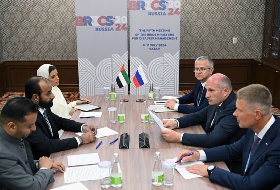 Meeting of the Heads of BRICS Emergency Agencies. Second right: Minister for Civil Defence, Emergencies and Natural Disaster Relief of the Russian Federation Alexander Kurenkov. Second left: Obaid Rashid Juma Alhosan Al Shamsi, Deputy Head of the UAE National Authority for Emergency Prevention and Disaster Management. Location: Russia, Republic of Tatarstan, Kazan. Author: Maksim Bogodvid. Meeting of the Heads of BRICS Emergency Agencies