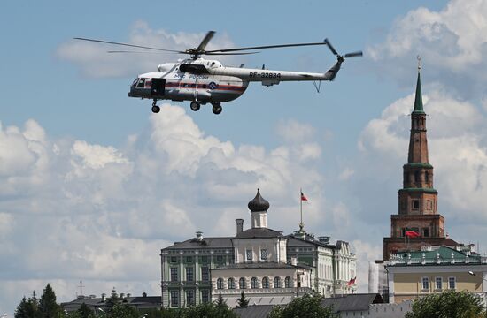 Meeting of the Heads of BRICS Emergency Agencies. An exercise to rescue people on bodies of water using ships and aircraft of the Russian Ministry for Civil Defense, Emergencies and Disaster Relief. Location: Russia, Republic of Tatarstan, Kazan. Author: Mikhail Voskresenskiy. Meeting of the Heads of BRICS Emergency Agencies