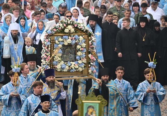 Russia Religion Our Lady of Kazan Icon Feast