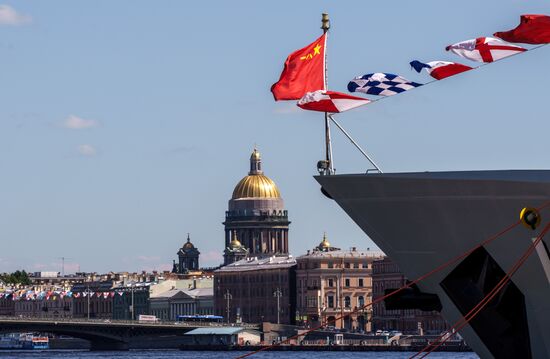 Russia China Navy Day Preparations