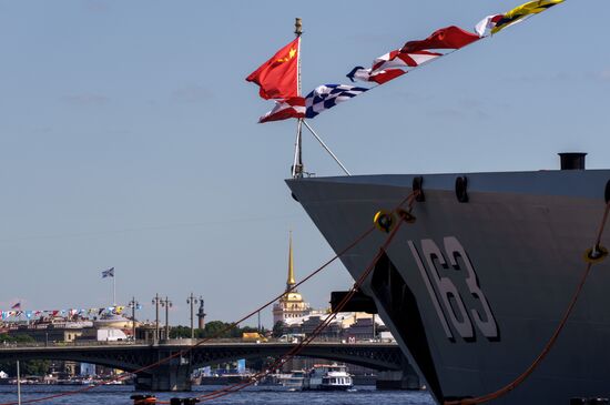 Russia China Navy Day Preparations