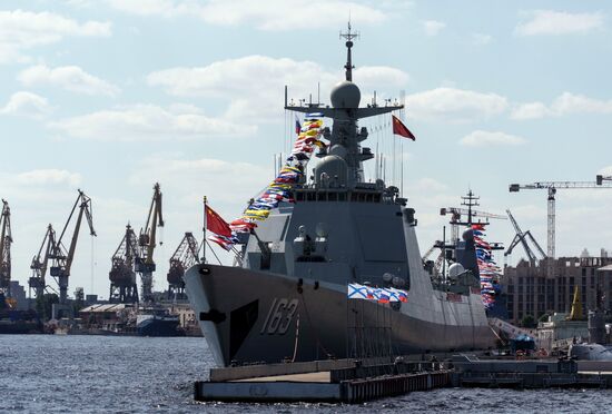 Russia China Navy Day Preparations