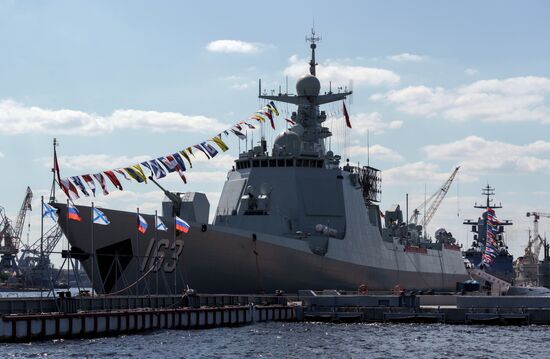 Russia China Navy Day Preparations