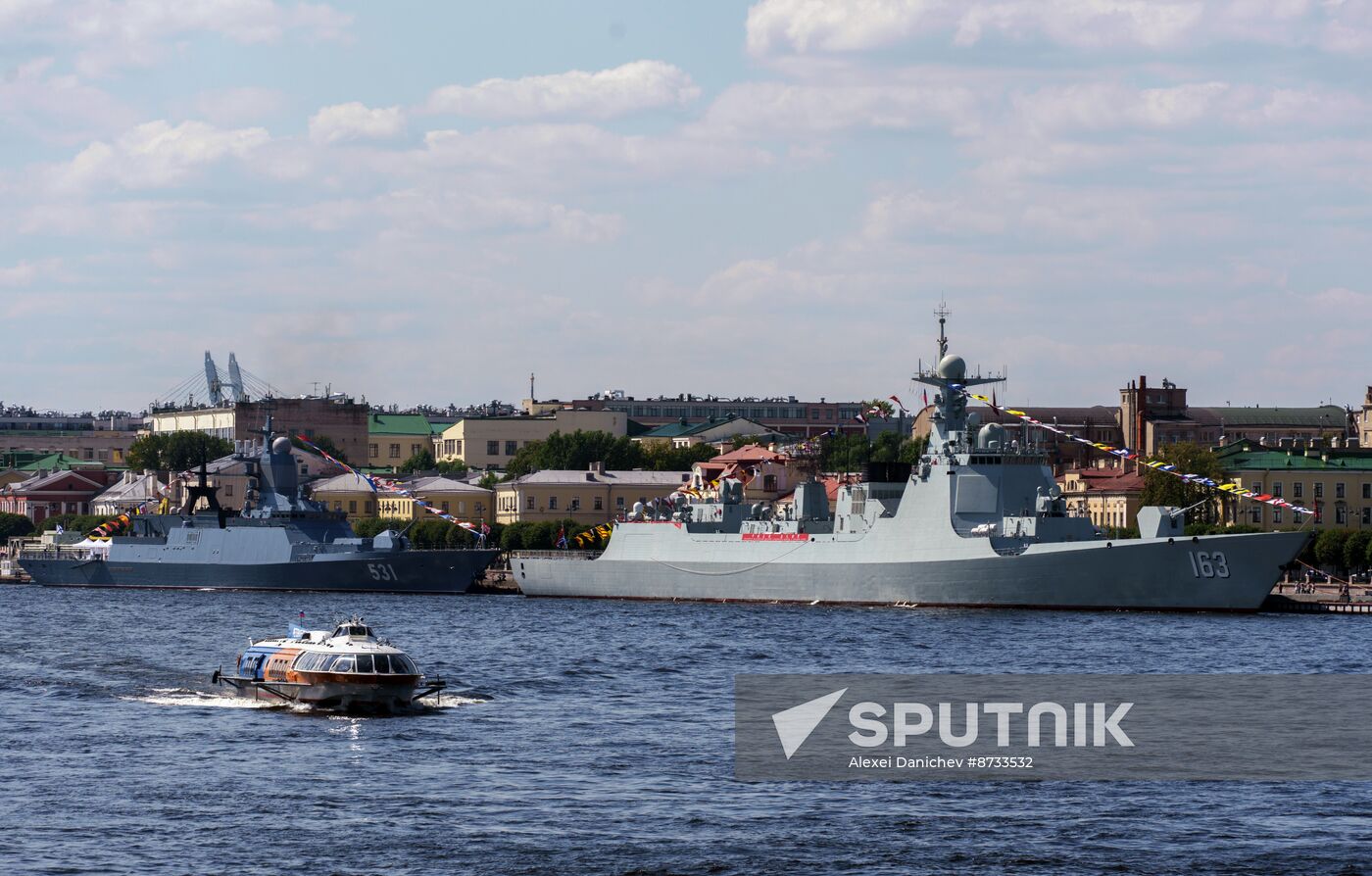 Russia China Navy Day Preparations