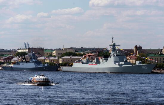 Russia China Navy Day Preparations