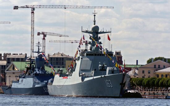 Russia China Navy Day Preparations