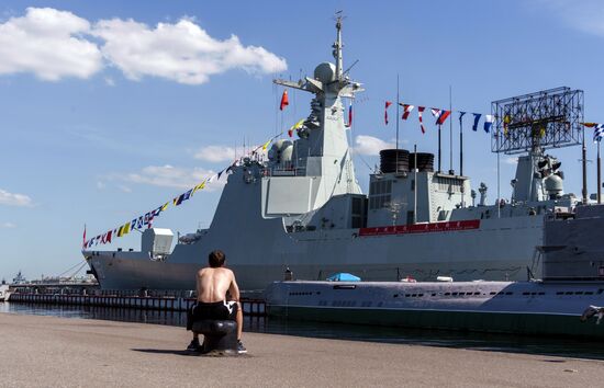 Russia China Navy Day Preparations