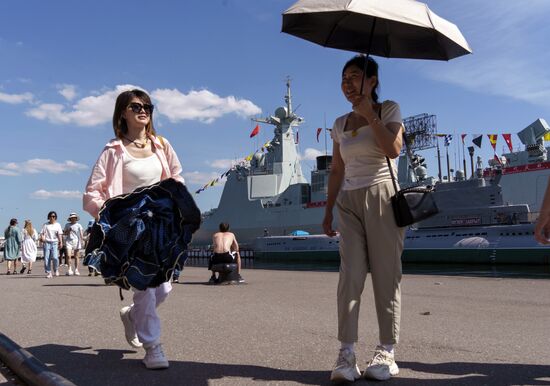 Russia China Navy Day Preparations