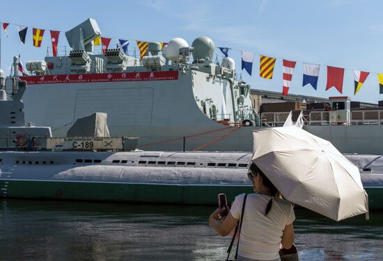 Russia China Navy Day Preparations