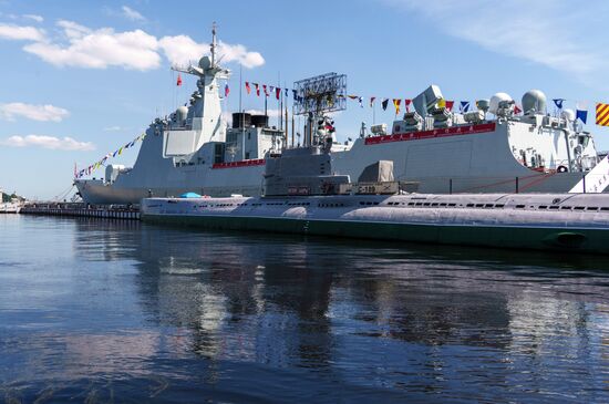 Russia China Navy Day Preparations