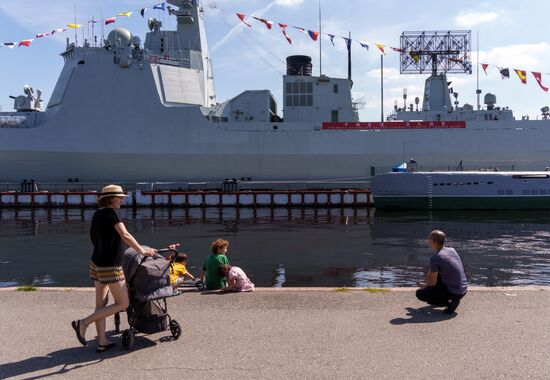 Russia China Navy Day Preparations