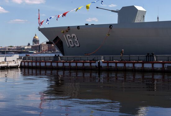 Russia China Navy Day Preparations