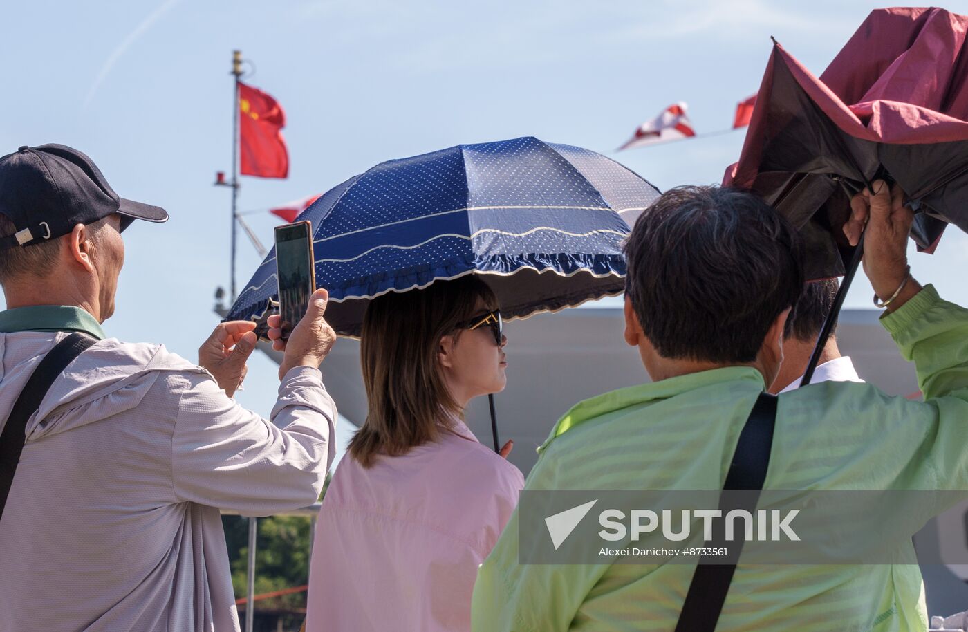 Russia China Navy Day Preparations