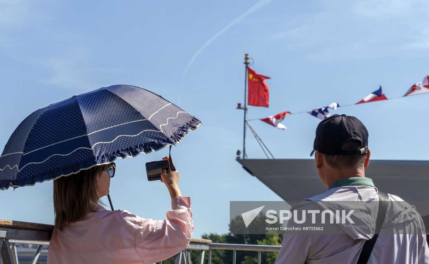 Russia China Navy Day Preparations