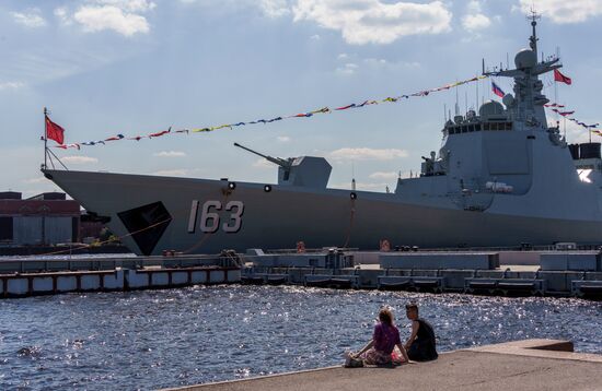 Russia China Navy Day Preparations