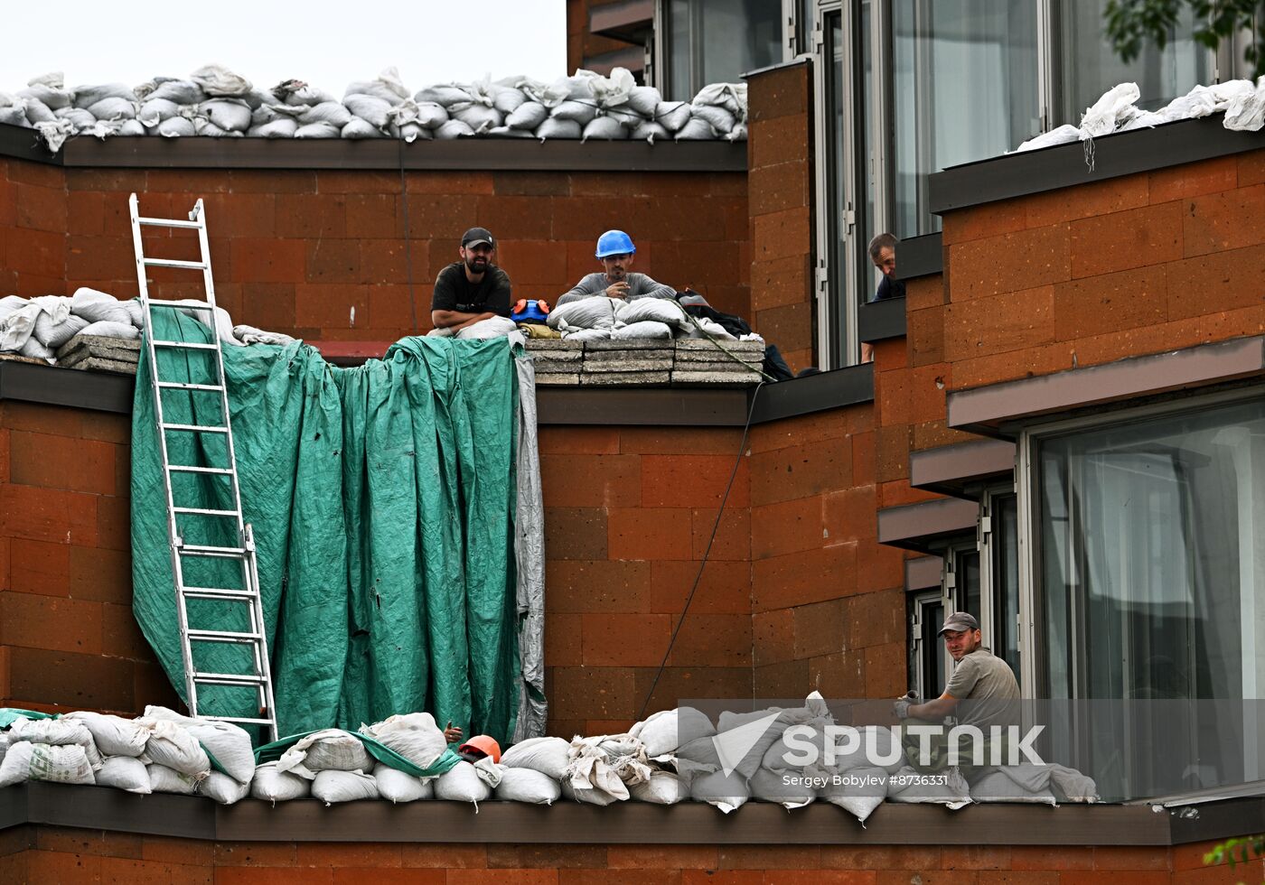 Russia France Embassy Sandbags