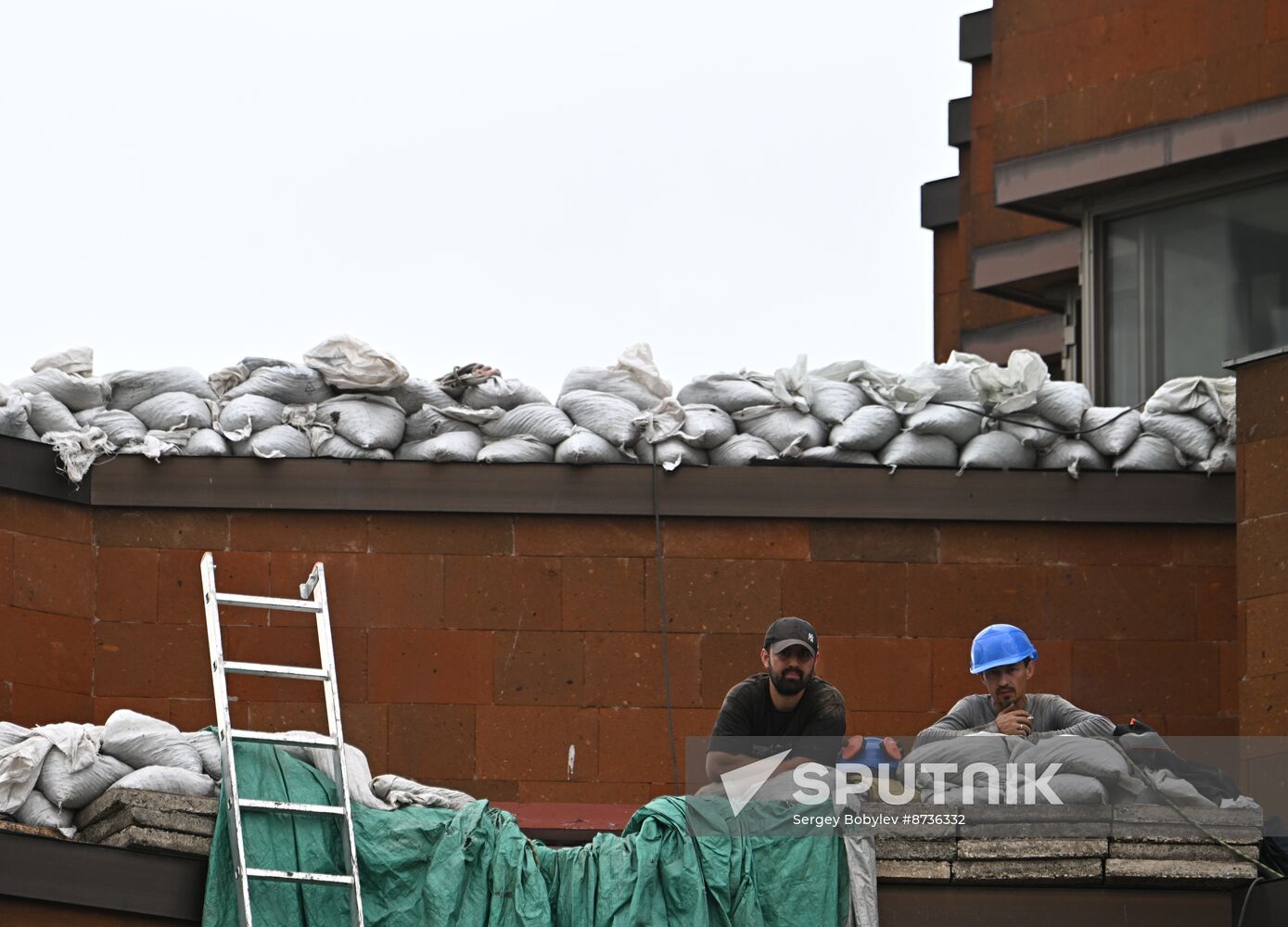 Russia France Embassy Sandbags