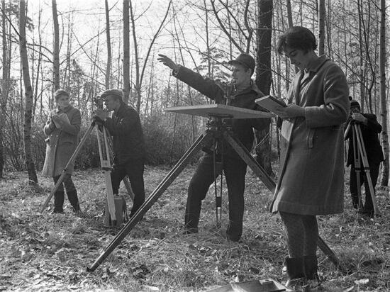 Students of Moscow Institute of Forestry during practical training