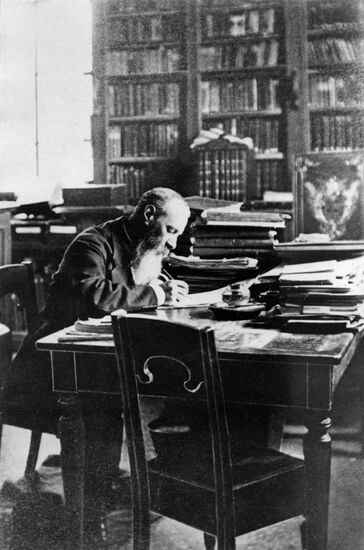 Vladimir Stasov at the Public Library in St Petersburg