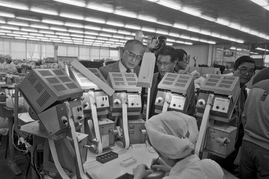 Japanese journalists at the Second Moscow Watch Factory