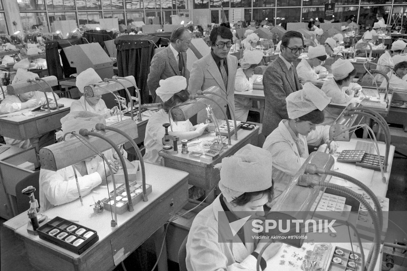 Japanese journalists at the Second Moscow Watch Factory