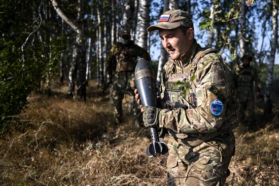 Russia Ukraine Military Operation Akhmat Mortar Unit