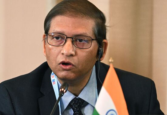 The 12th BRICS Science, Technology and Innovation Ministerial Meeting. Dr Arindam Bhattacharayya, the Nodal Officer for Department of Science and Technology - Fund for Improvement of Science and Technology Infrastructure and DST - Synergistic Training Program Utilizing the Scientific and Technological Infrastructure (STUTI) schemes of the Department of Science and Technology, the Government of India. Location: Russia, Moscow. Author: Alexey Maishev. 12th BRICS Science, Technology and Innovation Ministerial Meeting