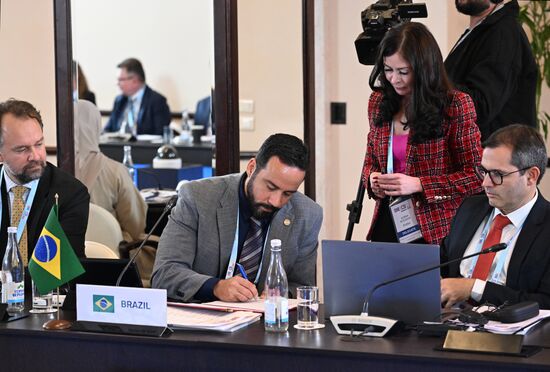 The 12th BRICS Science, Technology and Innovation Ministerial Meeting. Signing concluding documents. Daniel Almeida Filho, Deputy Minister for Technological Development and Innovation of Brazil. Location: Russia, Moscow. Author: Alexey Maishev. 12th BRICS Science, Technology and Innovation Ministerial Meeting
