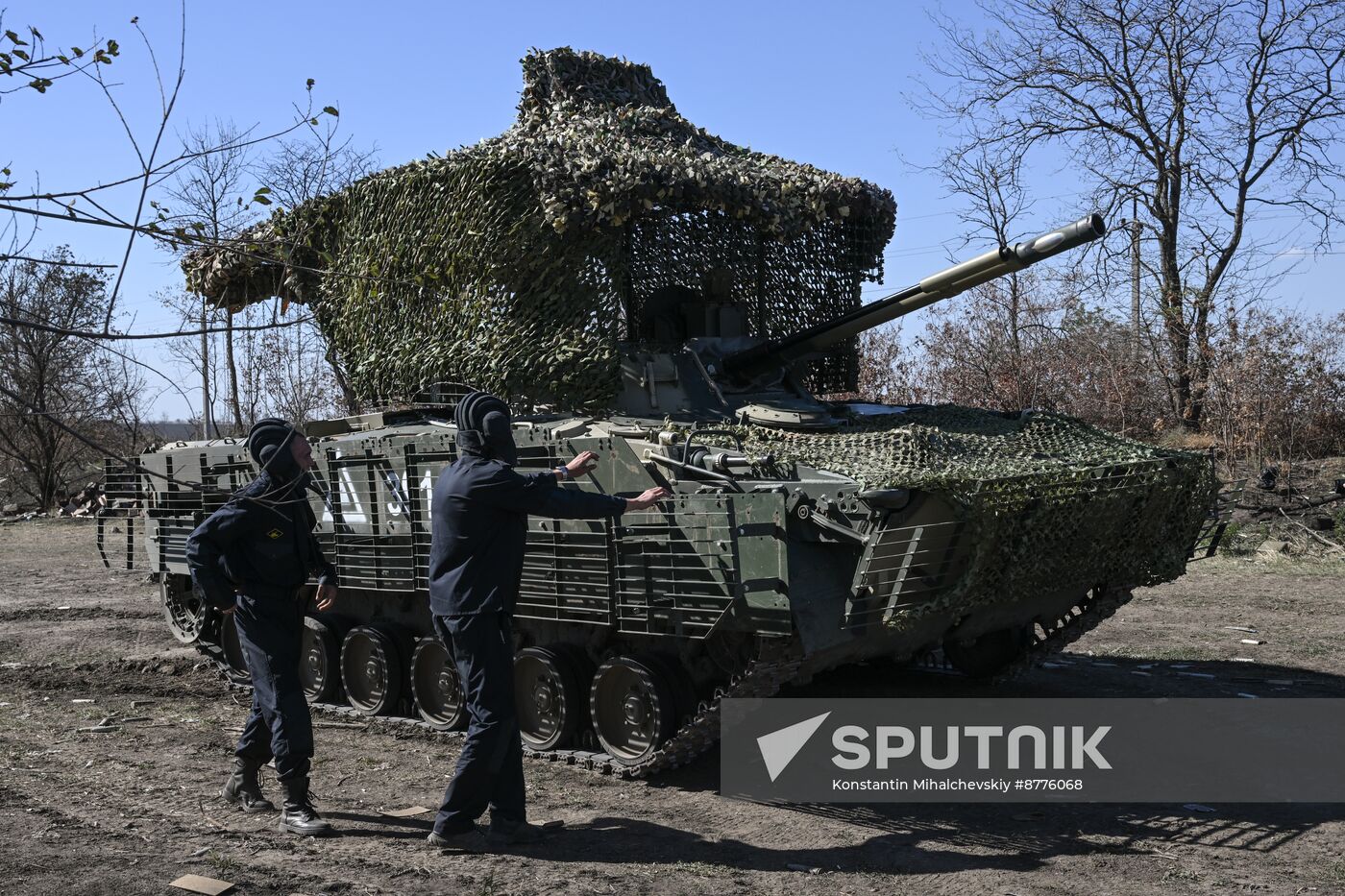 Russia Ukraine Military Operation BMP Crews Training