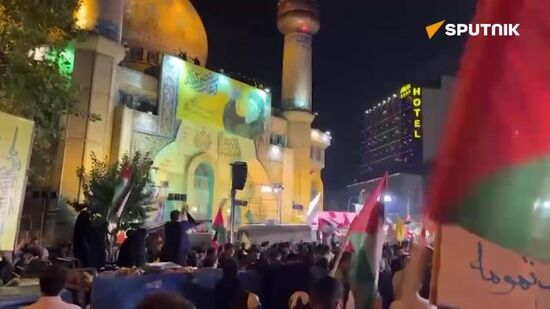 Tehran residents celebrating the Iranian missile attack on Israel