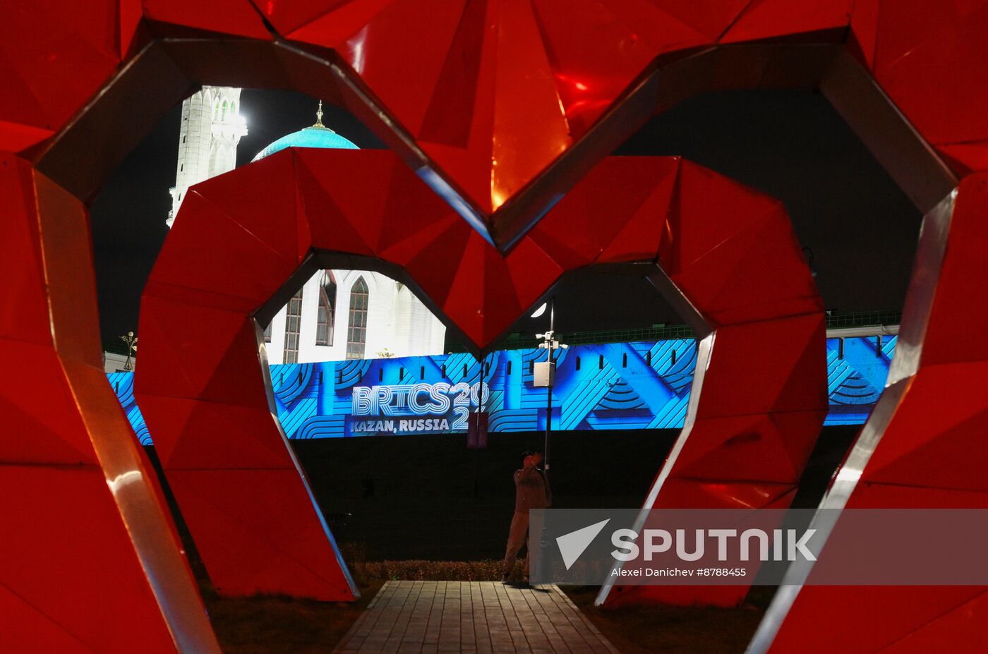 16th BRICS Summit. Kazan Kremlin light mapping show rehearsal