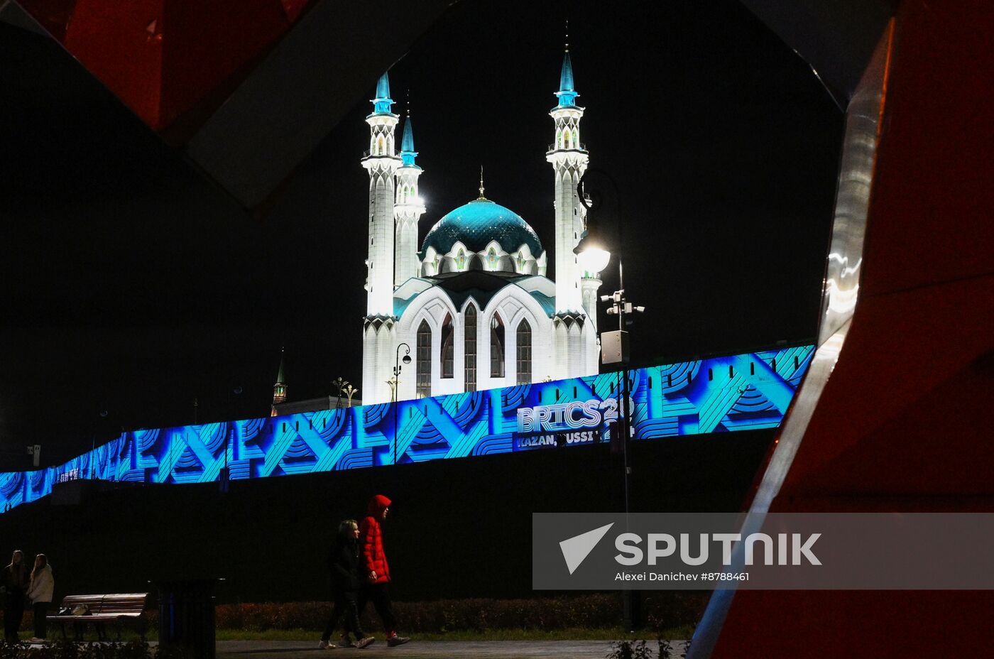 16th BRICS Summit. Kazan Kremlin light mapping show rehearsal