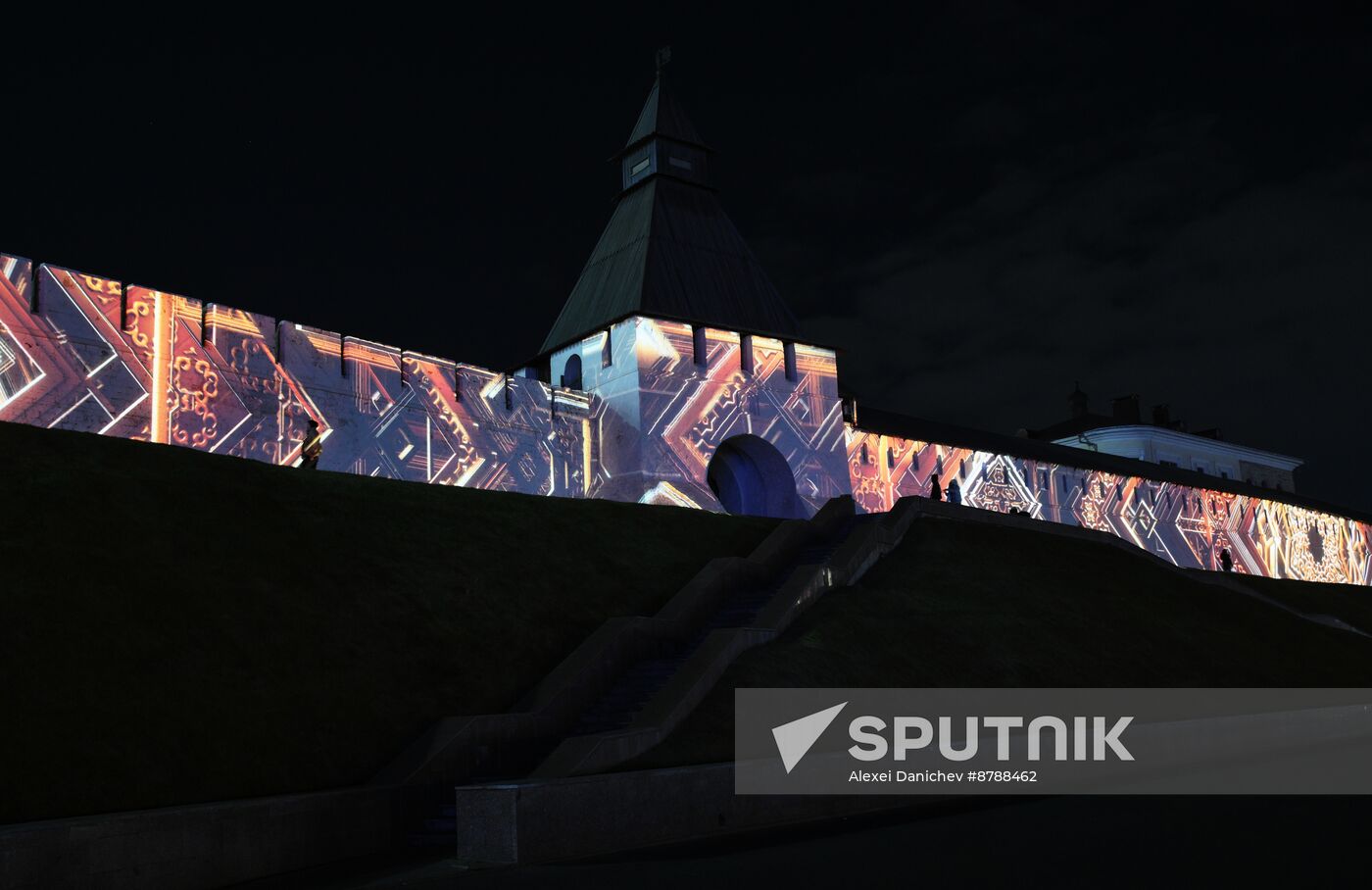 16th BRICS Summit. Kazan Kremlin light mapping show rehearsal