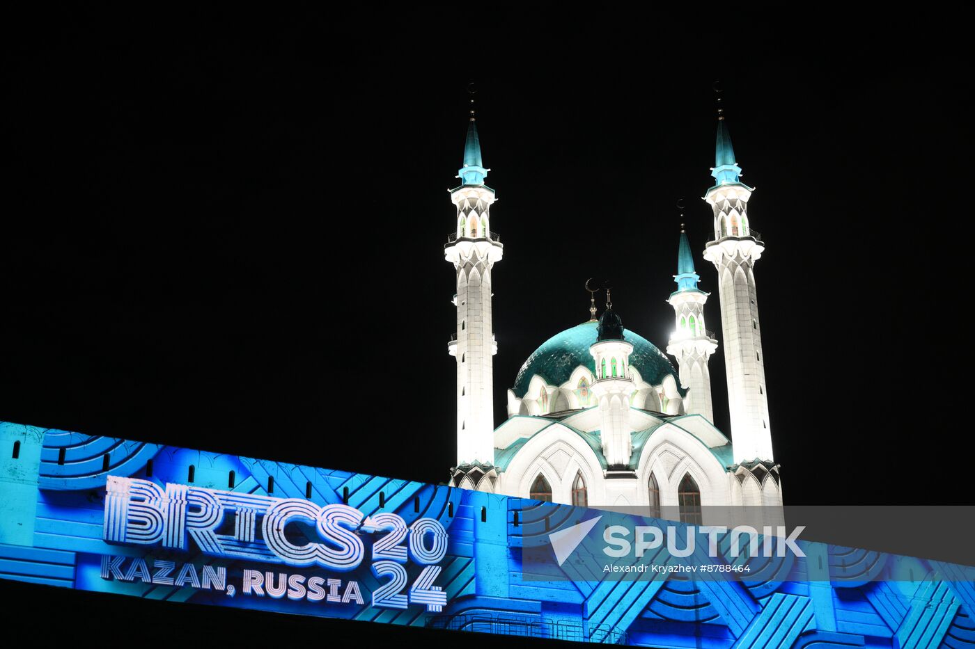 16th BRICS Summit. Kazan Kremlin light mapping show rehearsal