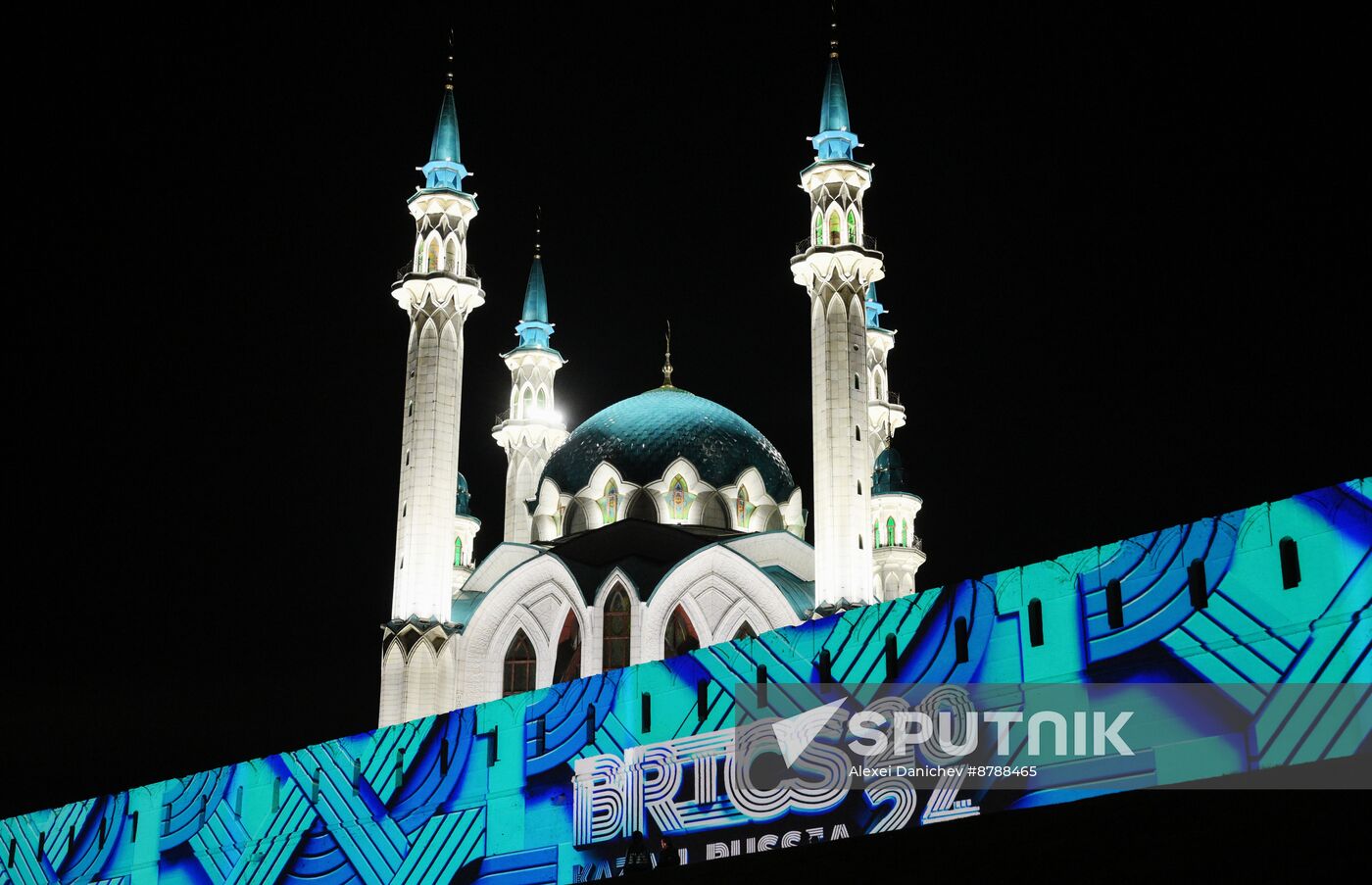 16th BRICS Summit. Kazan Kremlin light mapping show rehearsal