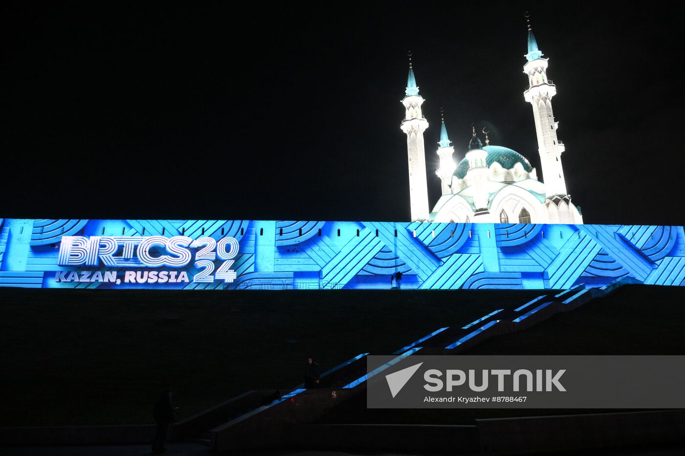 16th BRICS Summit. Kazan Kremlin light mapping show rehearsal