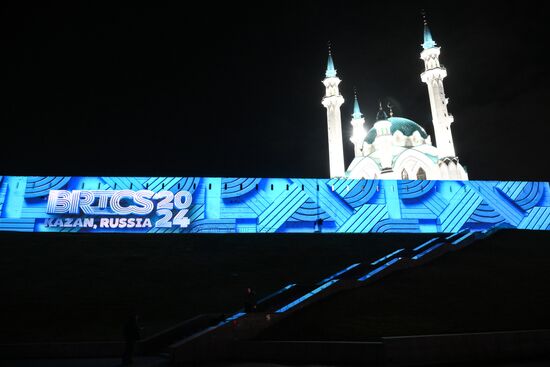 16th BRICS Summit. Kazan Kremlin light mapping show rehearsal