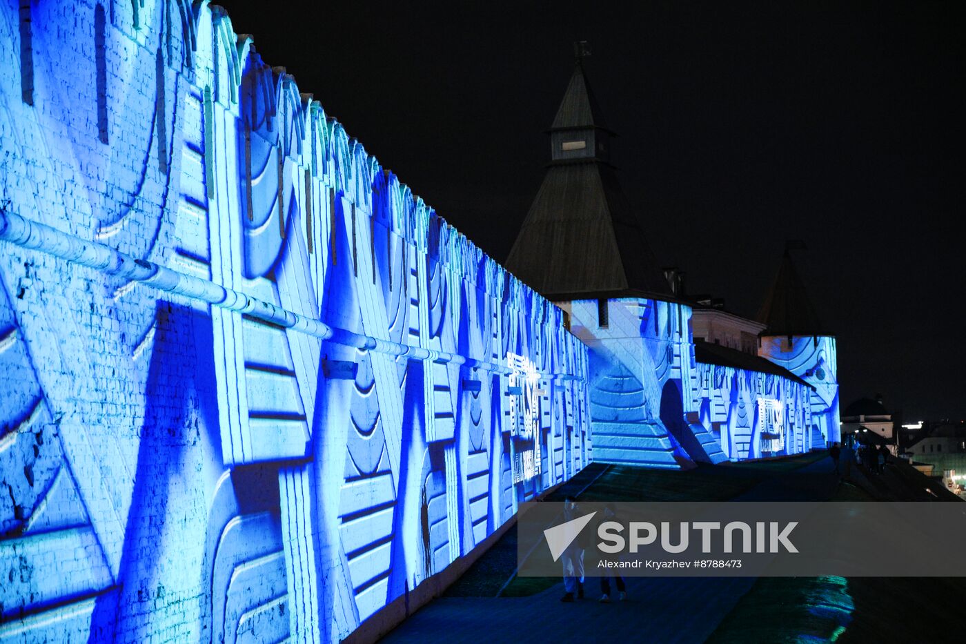 16th BRICS Summit. Kazan Kremlin light mapping show rehearsal