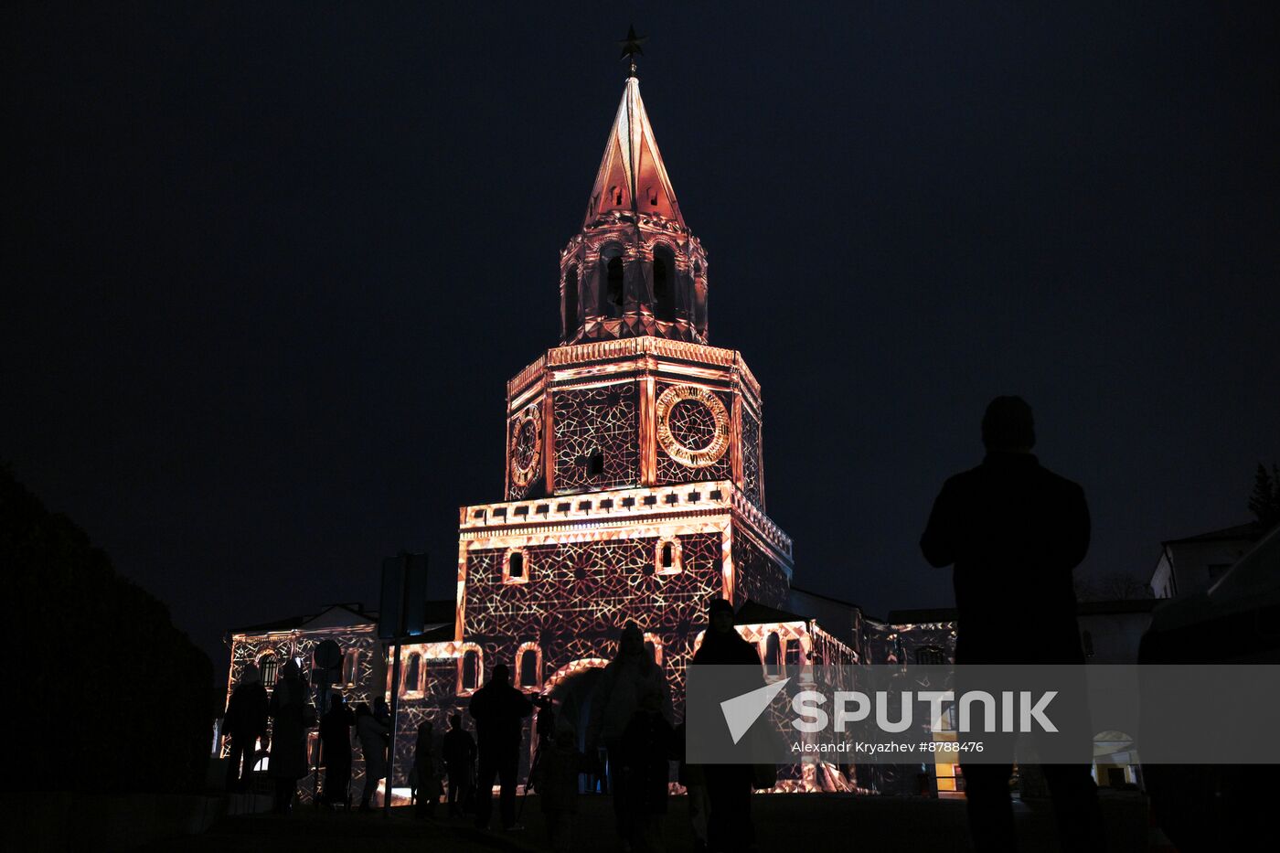 16th BRICS Summit. Kazan Kremlin light mapping show rehearsal