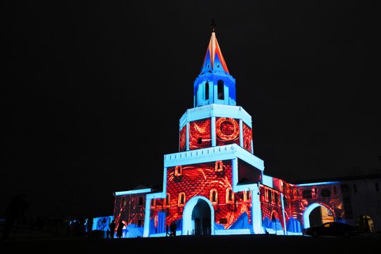 16th BRICS Summit. Kazan Kremlin light mapping show rehearsal