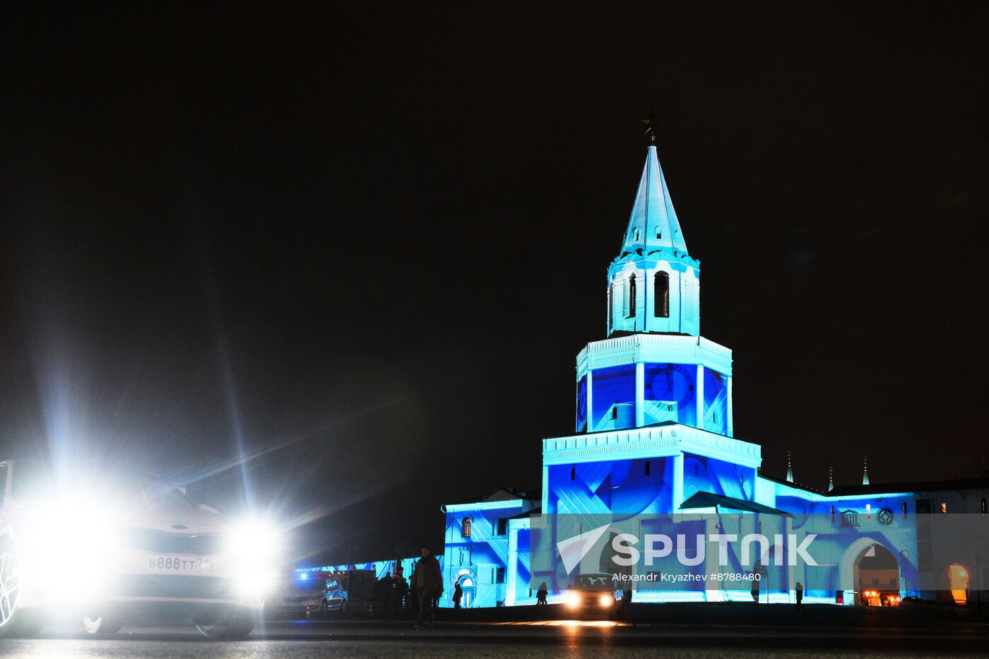 16th BRICS Summit. Kazan Kremlin light mapping show rehearsal