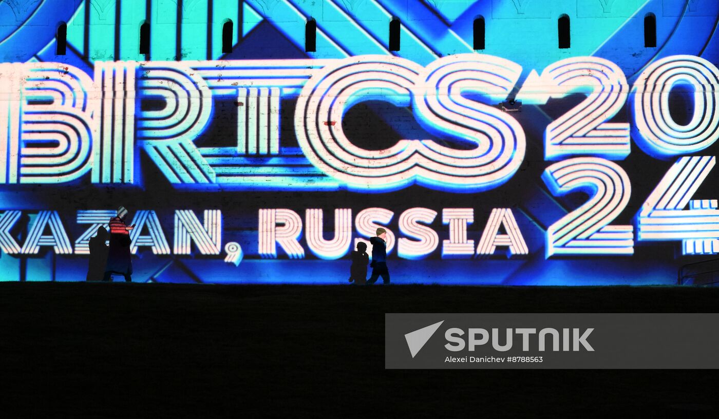 16th BRICS Summit. Kazan Kremlin light mapping show rehearsal