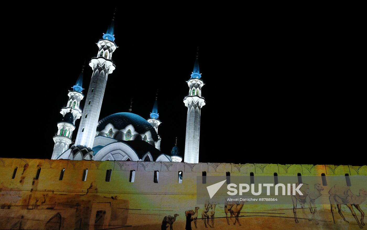 16th BRICS Summit. Kazan Kremlin light mapping show rehearsal