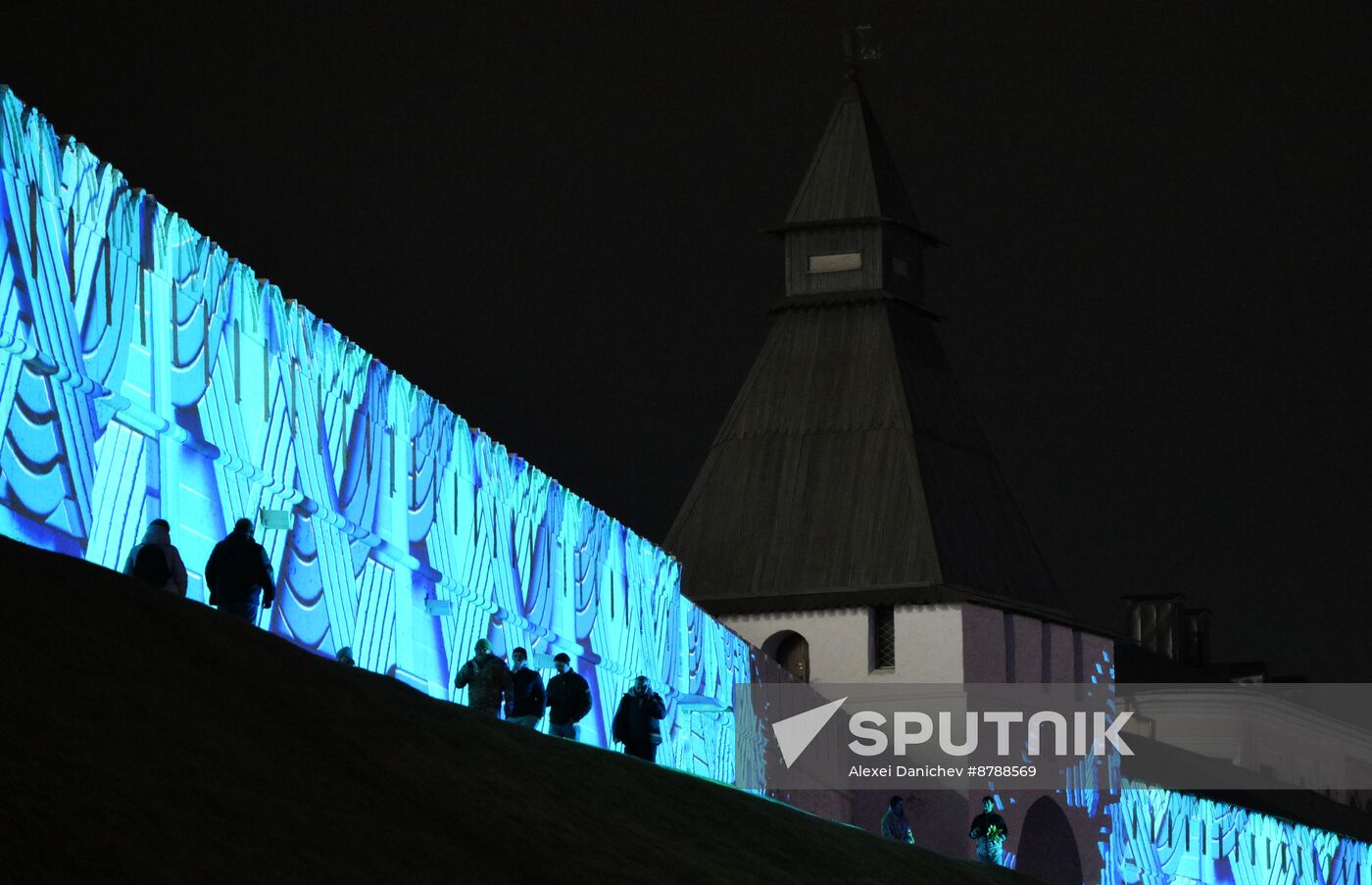 16th BRICS Summit. Kazan Kremlin light mapping show rehearsal