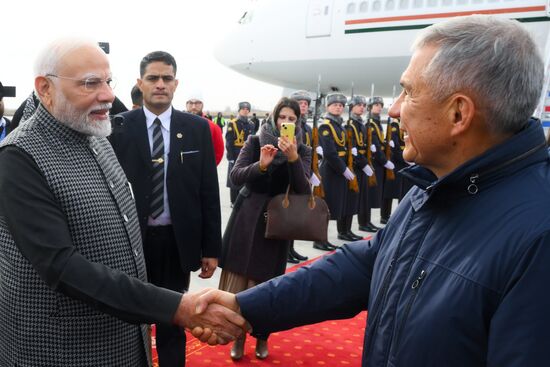 16th BRICS Summit. Indian Prime Minister Narendra Modi arrives in Kazan