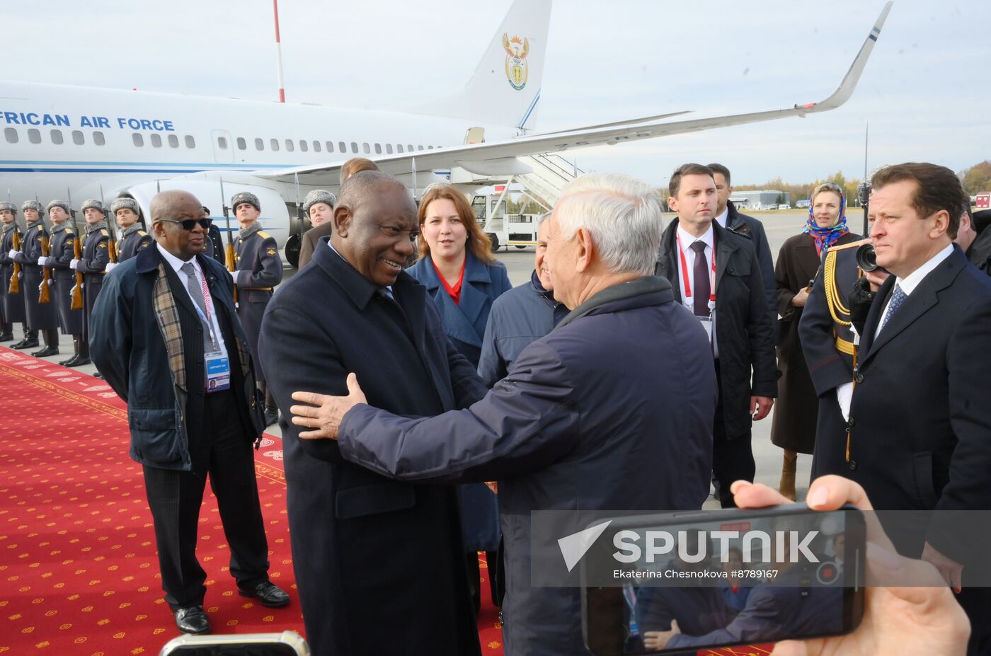 16th BRICS Summit. Arrival of President of Republic of South Africa Matamela Cyril Ramaphosa