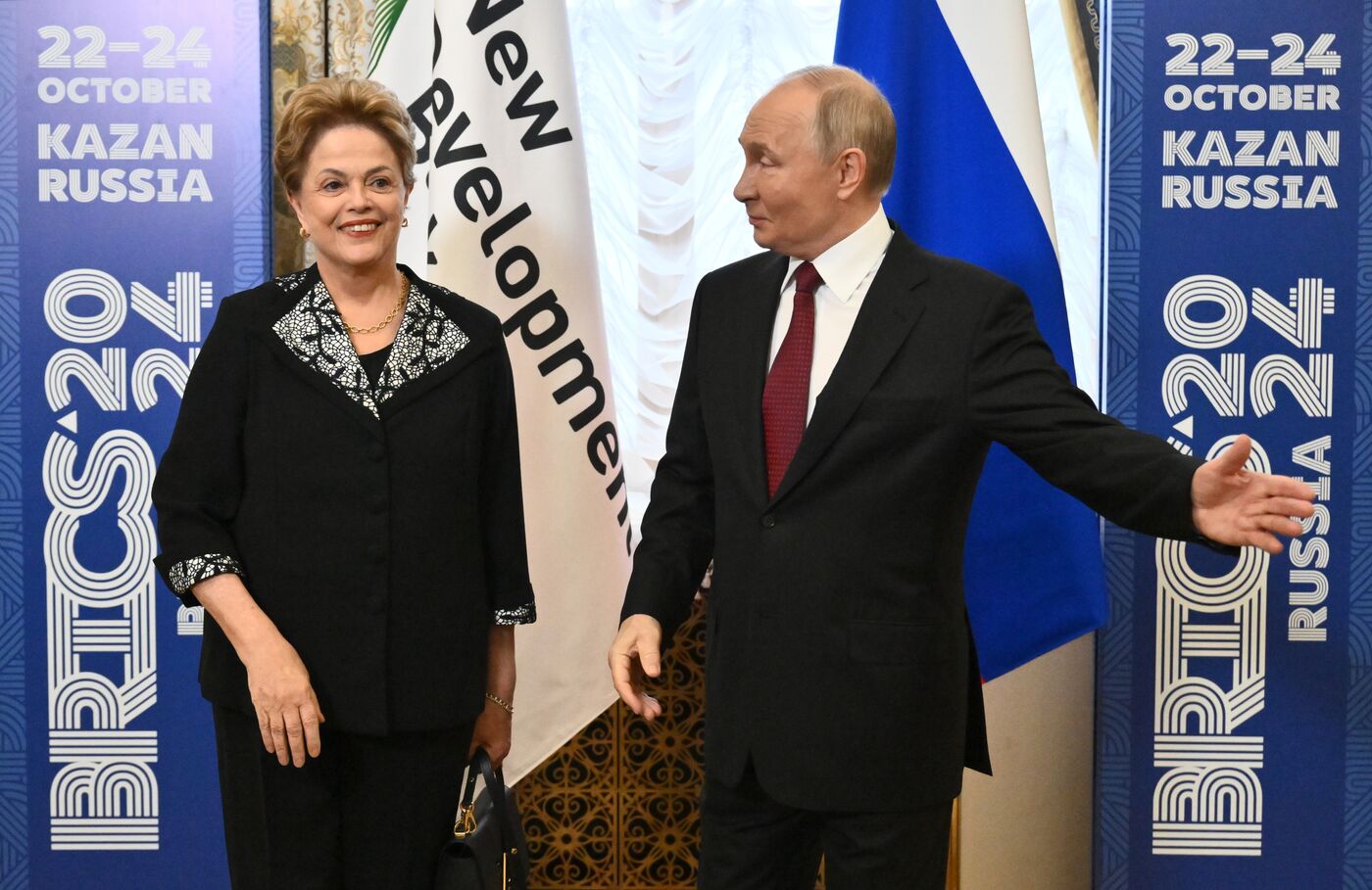 16th BRICS Summit. Russian President Vladimir Putin meets with BRICS New Development Bank President Dilma Rousseff